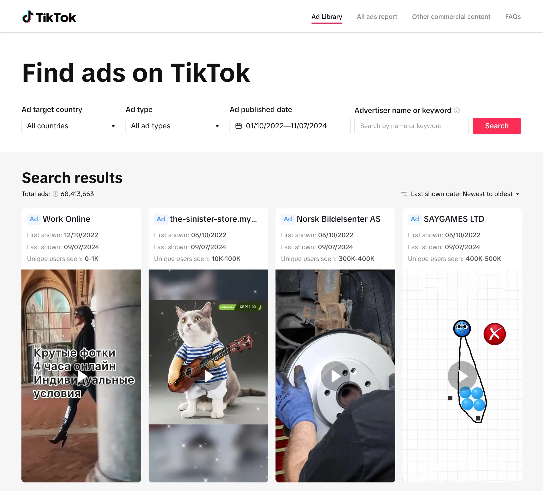 Tiktok Ad library